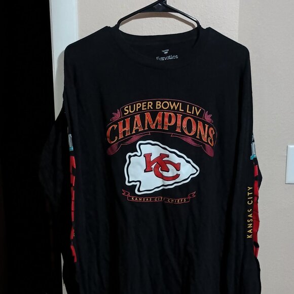 Kansas City Chiefs Super Bowl LVII Champions Long Sleeve T-shirt Size XL Black - Picture 1 of 11